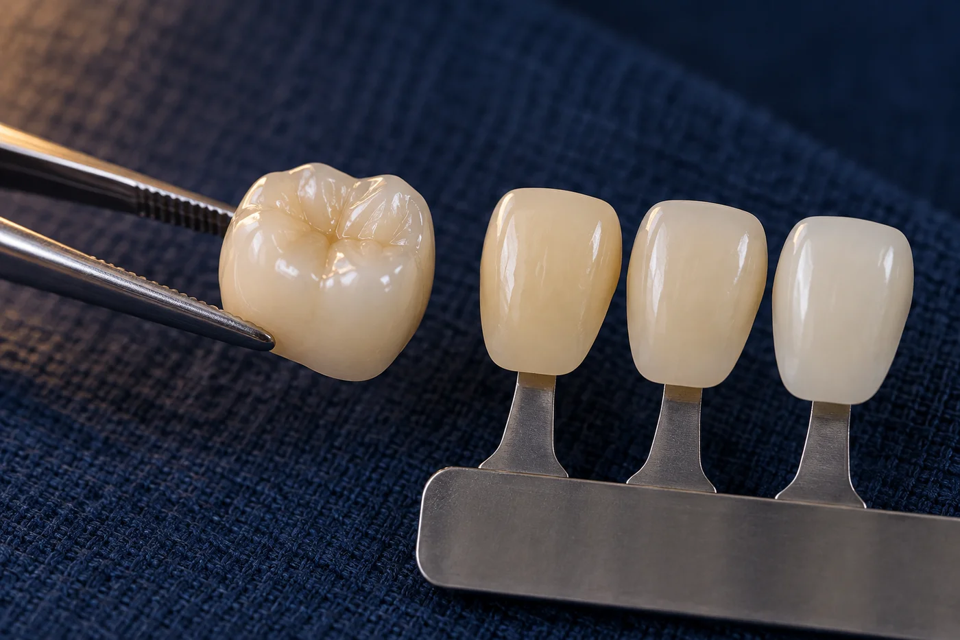Ceramic crown compared for shade under daylight